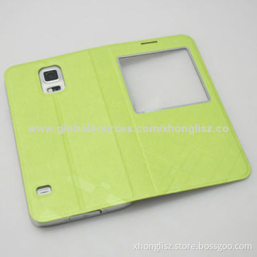 Leather Mobile Phone Case for Samsung Galaxy S5, Windows Smart View Clear